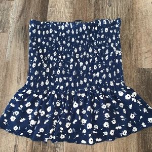 Blue floral tube top